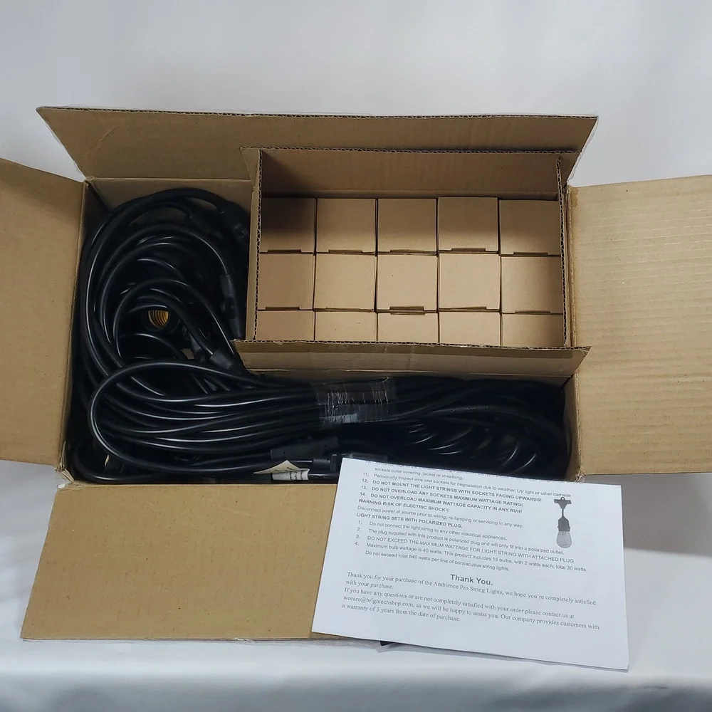 Brightech Ambience Pro LED String Lights - 48 Ft Commercial Grade Patio